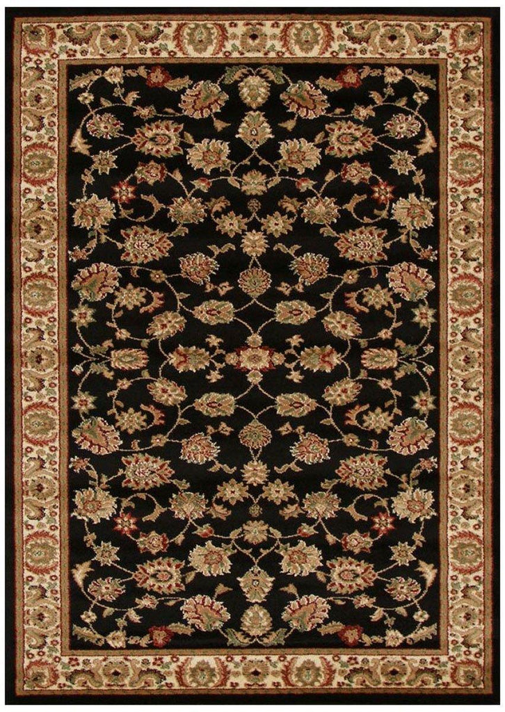Kukut Collection Traditional Floral Pattern Black Rug - House Things Istanbul Collection