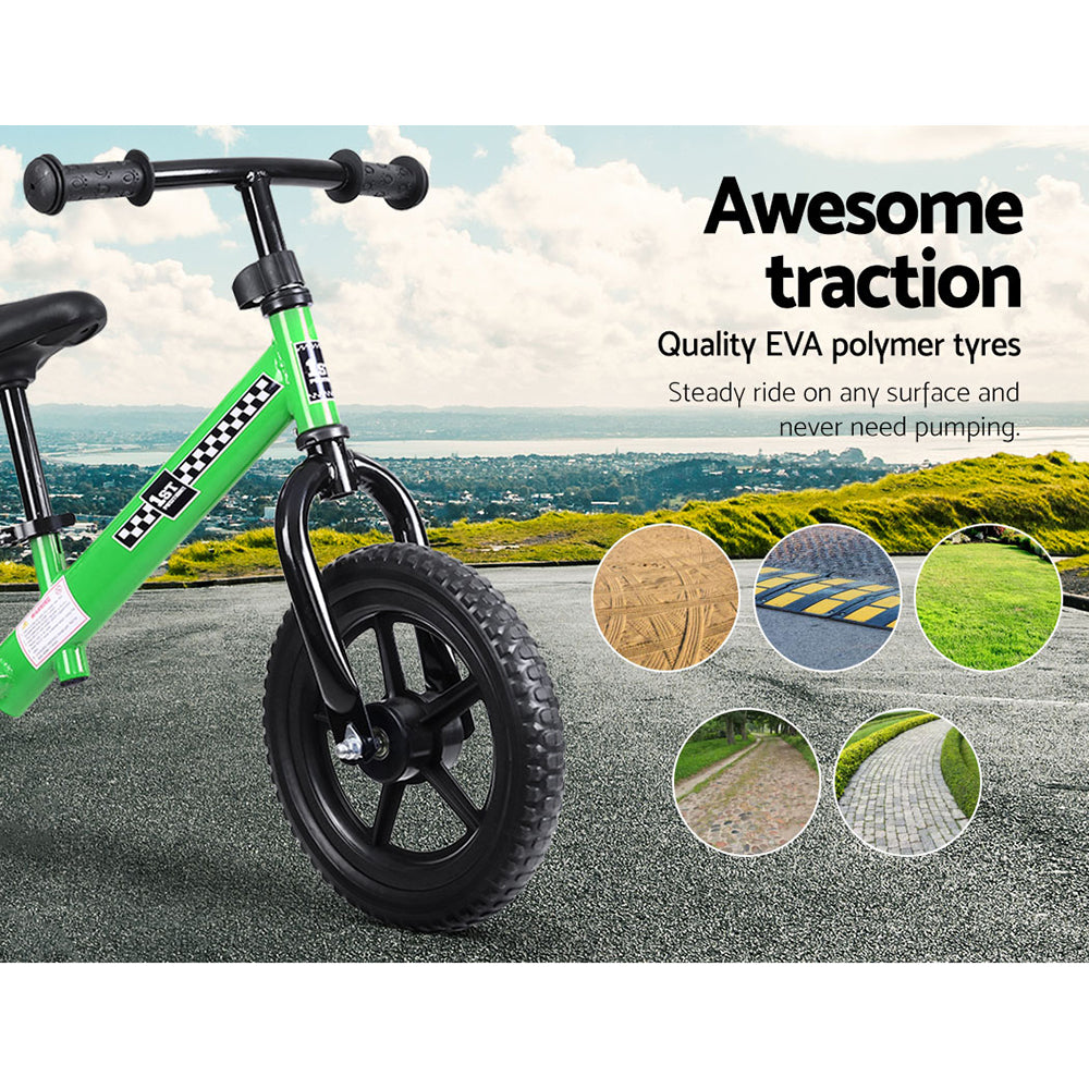 Kids Balance Bike Ride On Toys Puch Bicycle Wheels Toddler Baby 12" Bikes Green - House Things Baby & Kids > Toys