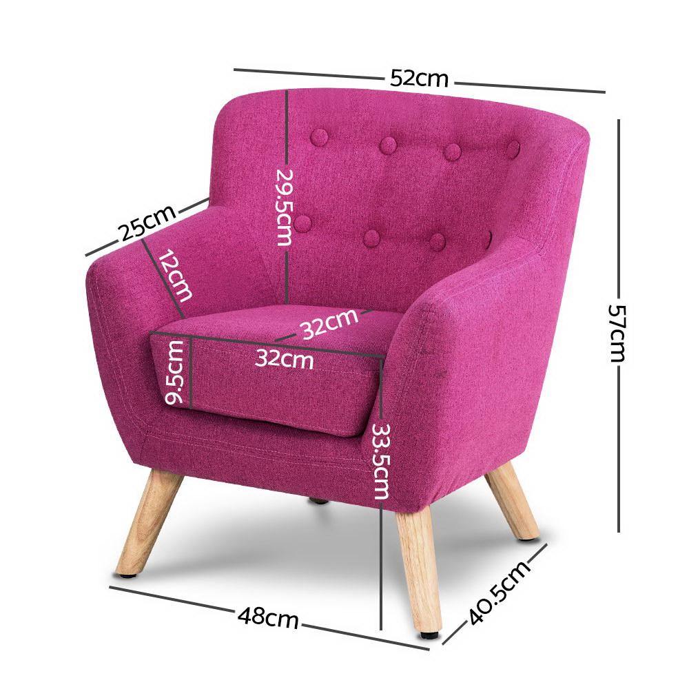 Kids Sofa Armchair Fabric Pink - Housethings 