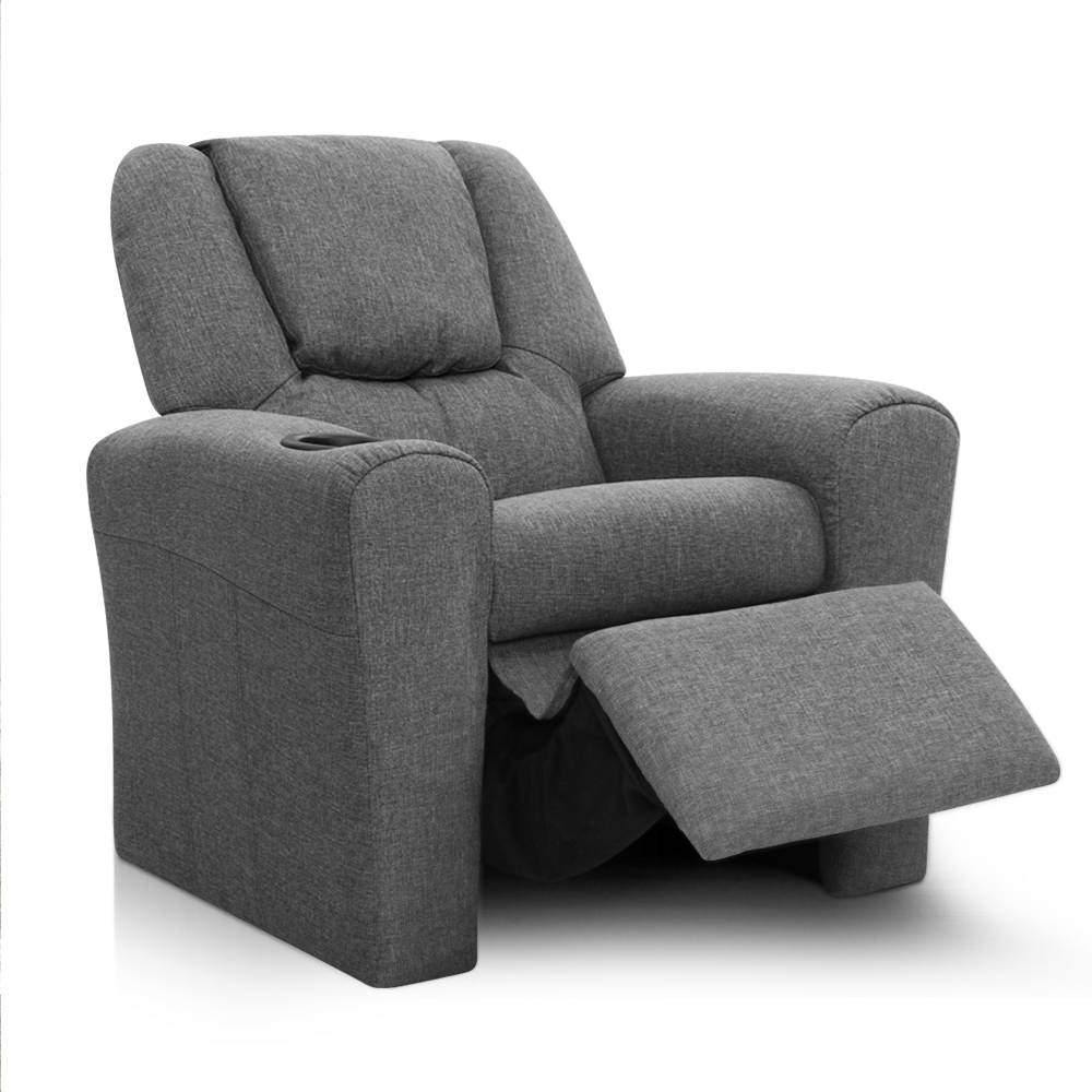 Kids Recliner Armchair Children Fabric Armchair Grey - House Things Baby & Kids > Kids Furniture