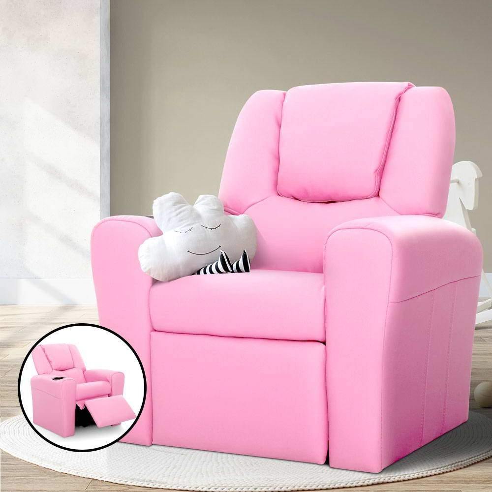 Luxury Kids Recliner Sofa Children Lounge Chair Couch PU Armchair PINK - House Things Baby & Kids > Kids Furniture