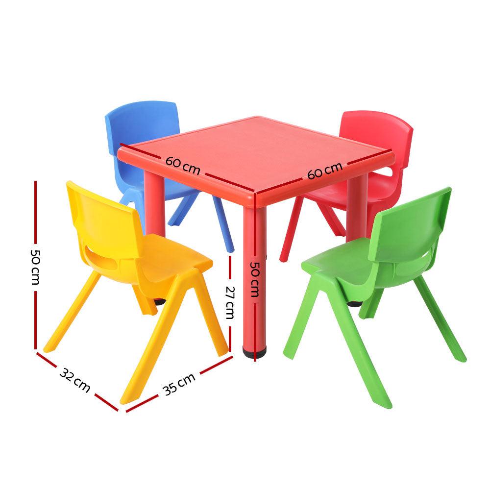 5 Piece Kids Table and Chair Set - Red - House Things 