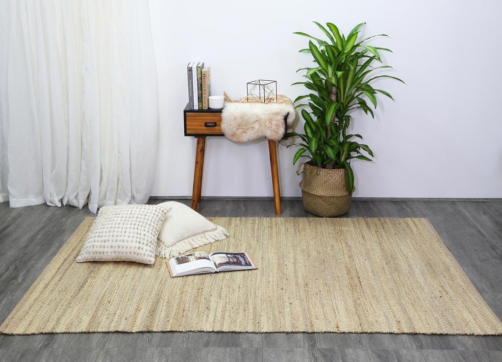 Malmo Beige Stipe Natural Jute Rug - House Things Natural