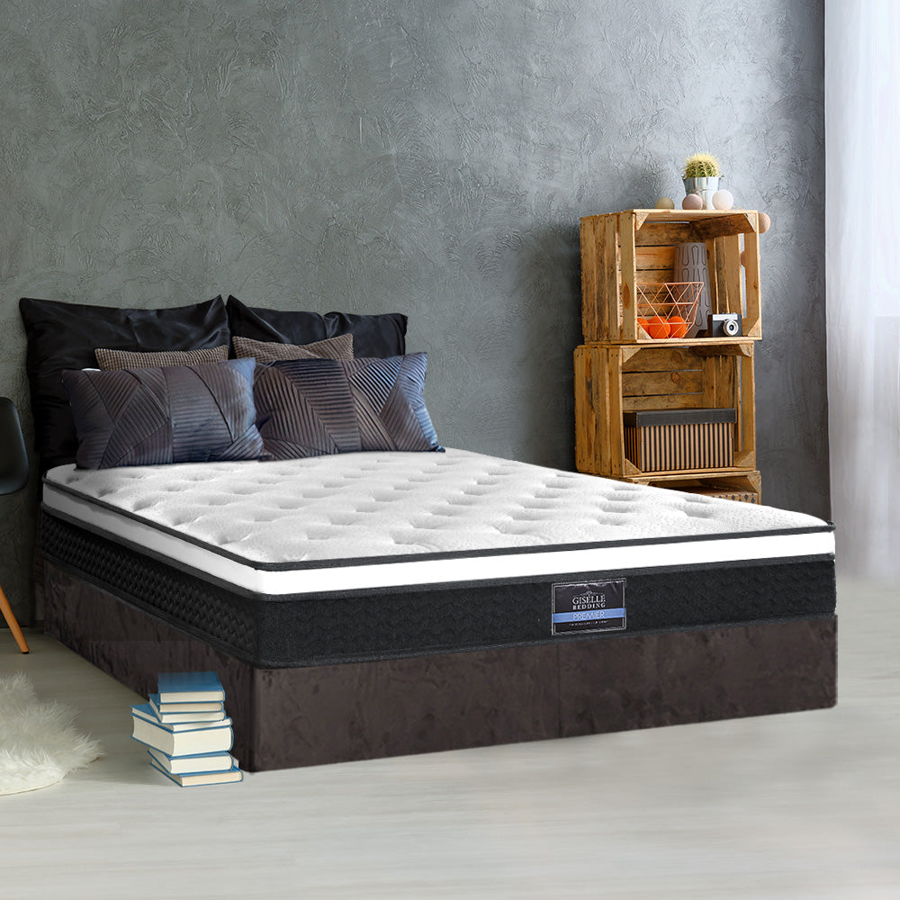 Queen Size Mattress Euro Top Bed Bonnell Spring Foam 21cm - House Things Furniture > Mattresses