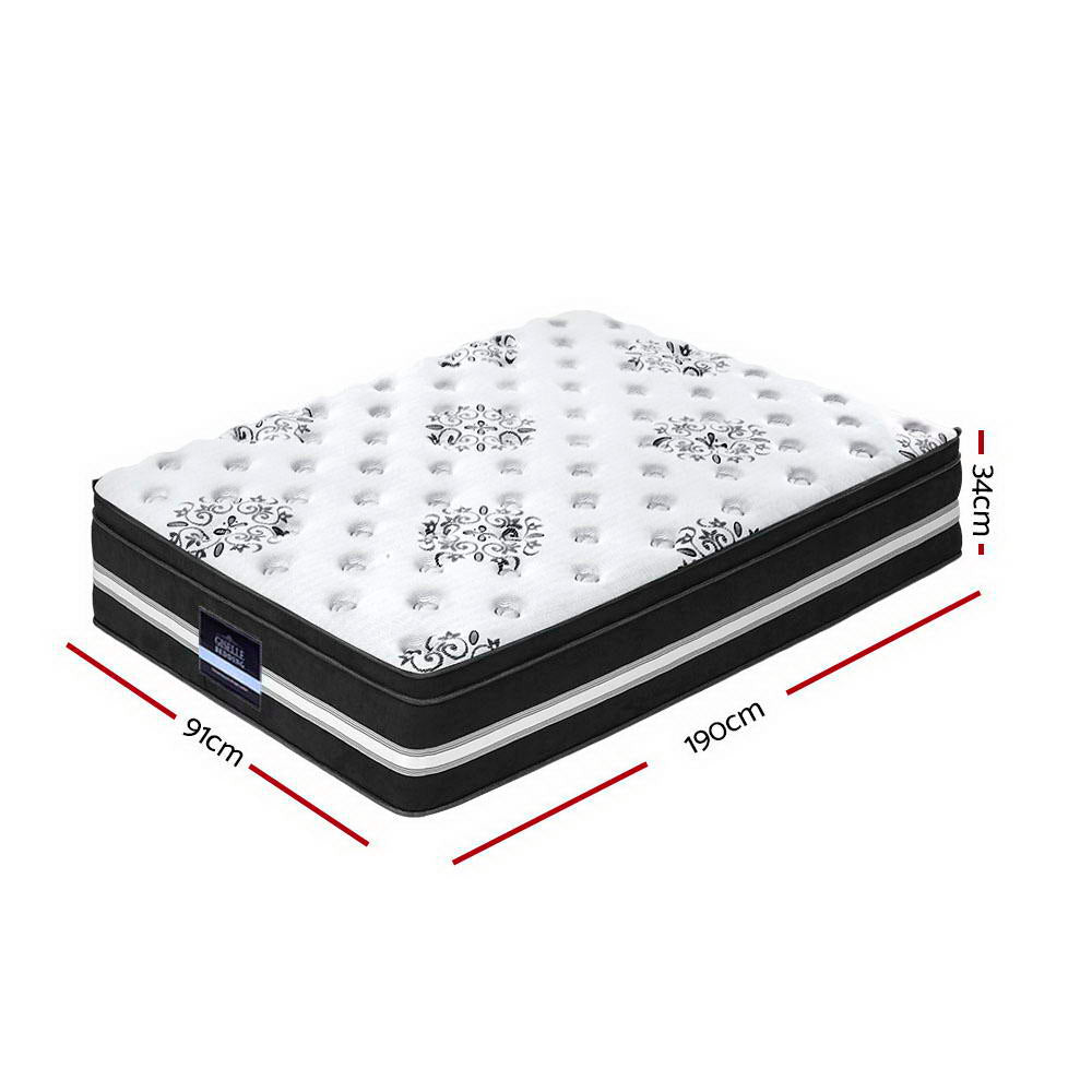 Giselle Bedding Single Size Mattress Bed COOL GEL Memory Foam Euro Top Pocket Spring 34cm - House Things Furniture > Bedroom