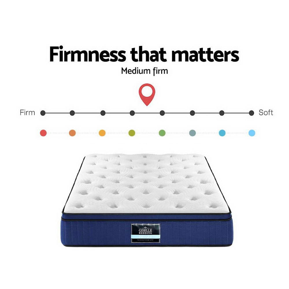 Memory Foam Double Size Mattress 7 Zone Euro Top Pocket Spring Cool Gel 34cm - House Things Furniture > Mattresses