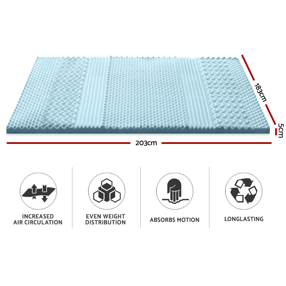 Giselle Bedding Cool Gel Memory Foam Mattress Topper Bamboo Cover 5CM 7-Zone King - House Things Furniture > Mattresses