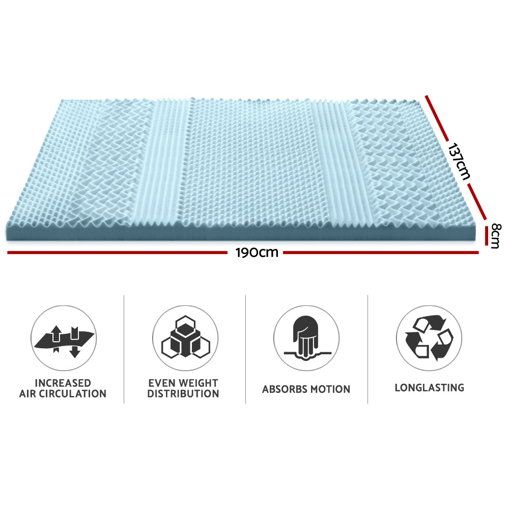 Giselle Bedding Cool Gel Memory Foam Mattress Topper Bamboo Cover 8CM 7-Zone Double - House Things Furniture > Mattresses
