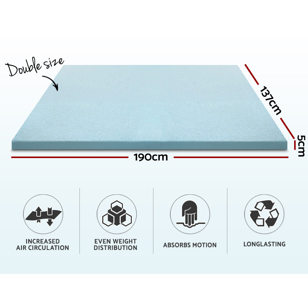 Giselle Bedding Cool Gel Memory Foam Mattress Topper Bamboo Cover 5CM Double - House Things Furniture > Mattresses