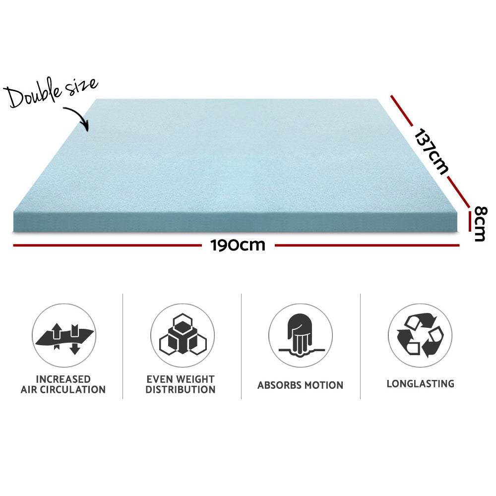 Giselle Bedding COOL GEL Memory Foam Mattress Topper BAMBOO Cover Double 8CM Mat - House Things Furniture > Mattresses