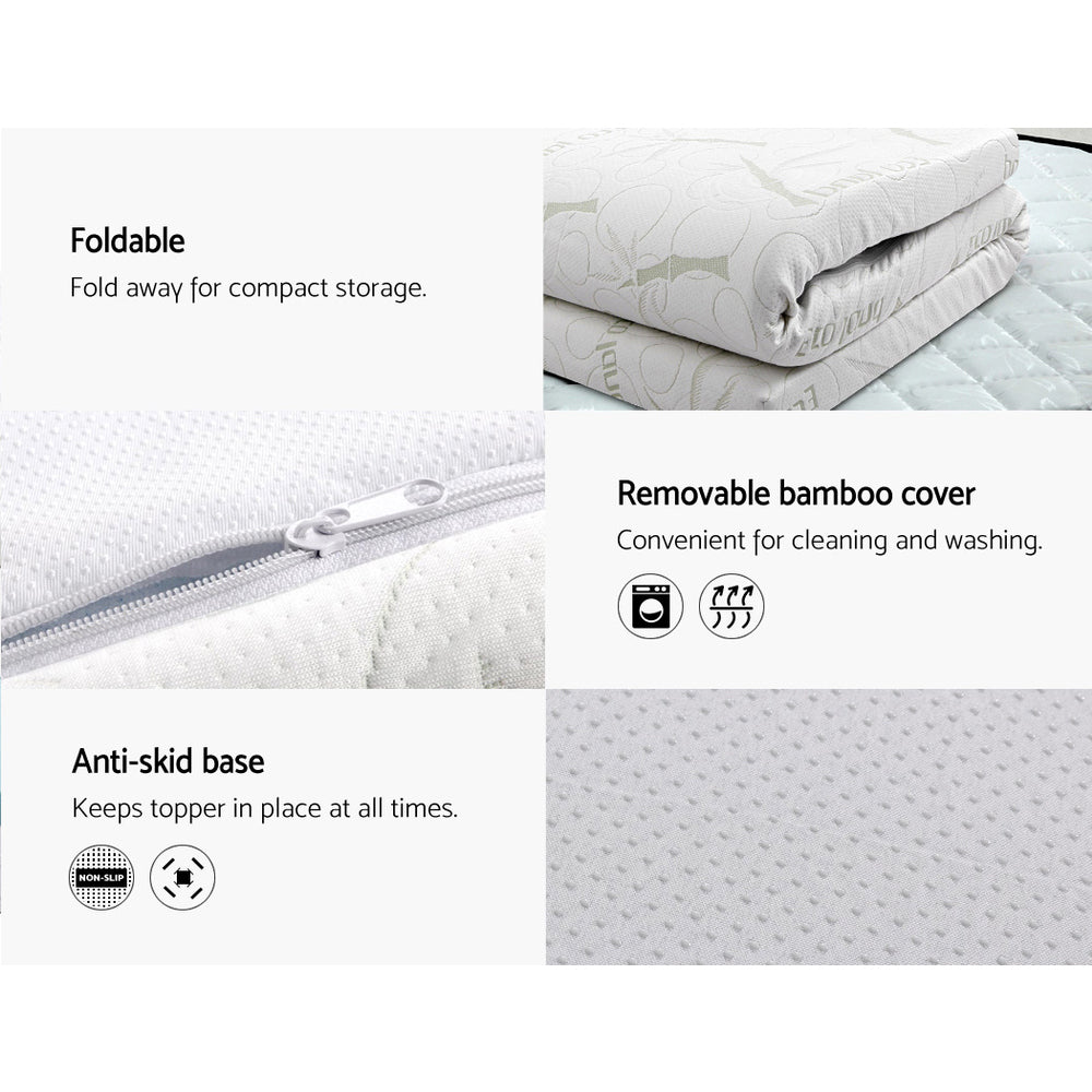 Giselle Bedding COOL GEL Memory Foam Mattress Topper BAMBOO Cover Single 8CM Mat - House Things Furniture > Mattresses