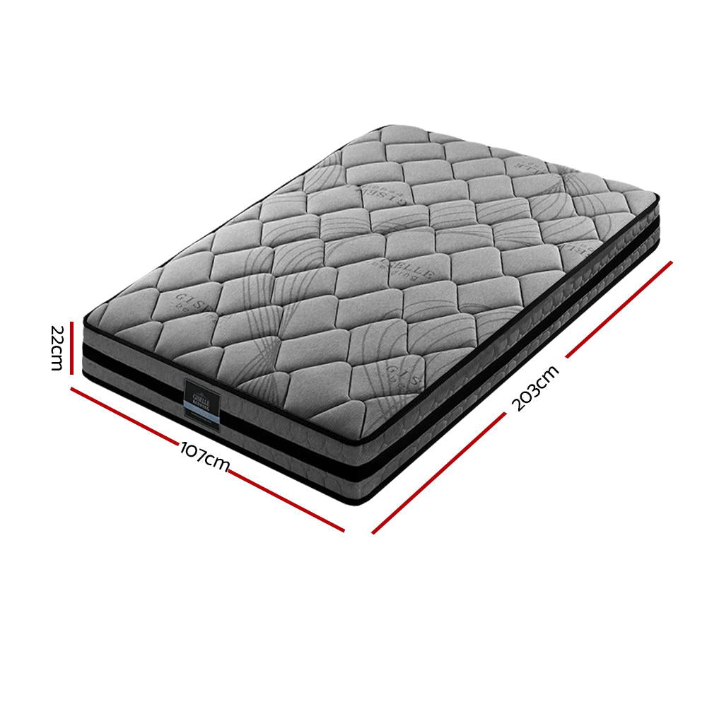 Giselle Bedding King Single Size Mattress Bed Medium Firm Foam Pocket Spring 22cm Grey - House Things Furniture > Mattresses