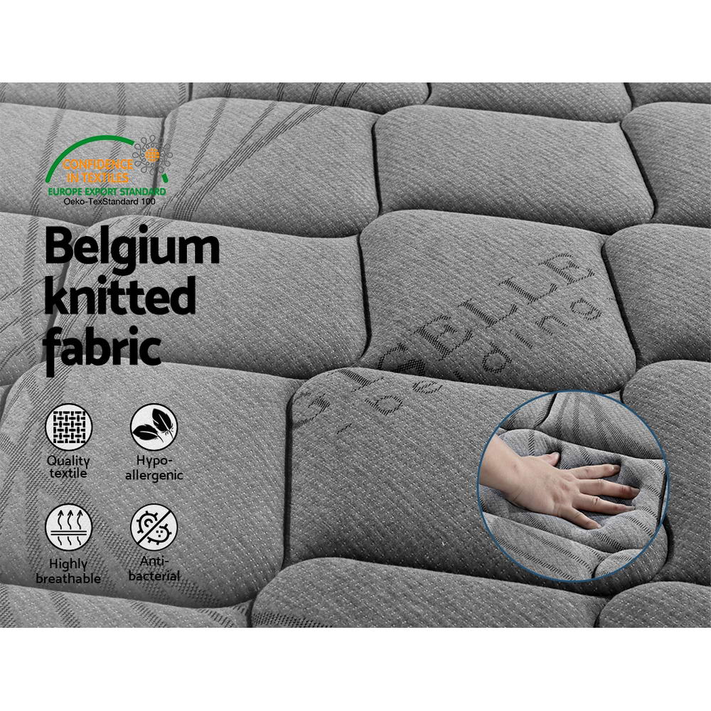 Giselle Bedding King Single Size Mattress Bed Medium Firm Foam Pocket Spring 22cm Grey - House Things Furniture > Mattresses