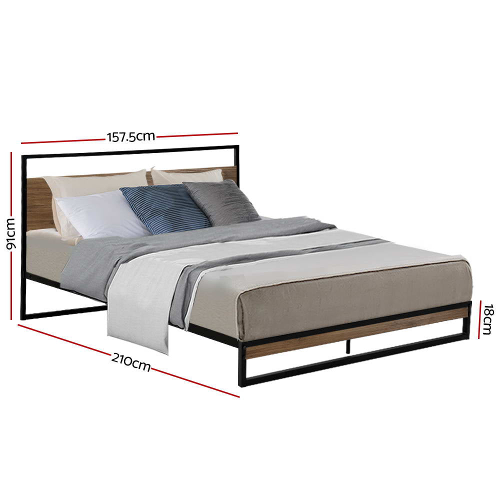 Queen Size Metal Bed Frame Black Dane - House Things Furniture > Bedroom