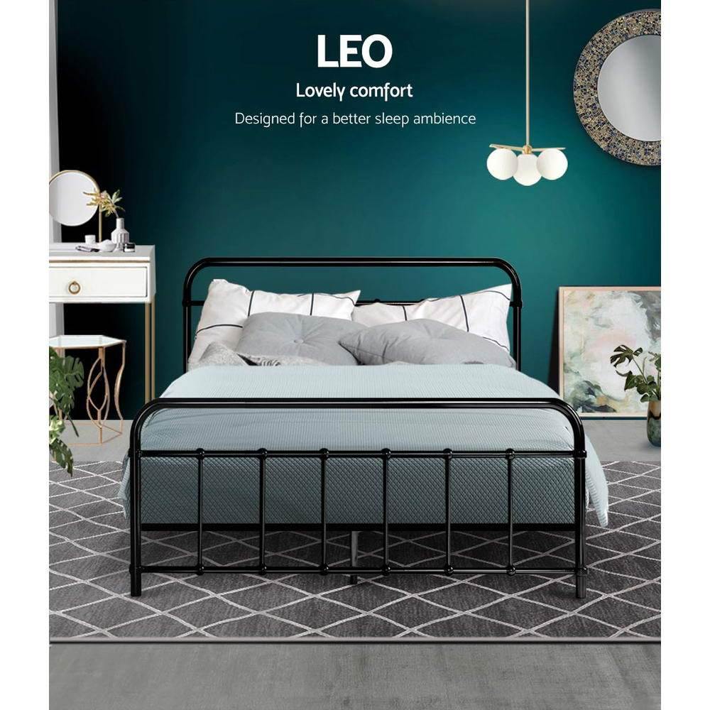 Metal Bed Frame Double Size Leon Black - House Things Furniture > Bedroom
