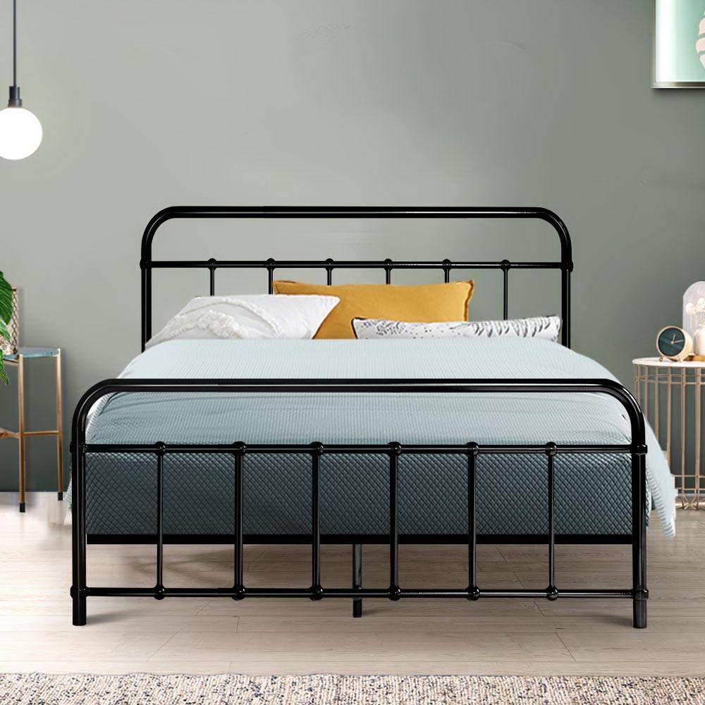 Metal Bed Frame Double Size Leon Black - House Things Furniture > Bedroom
