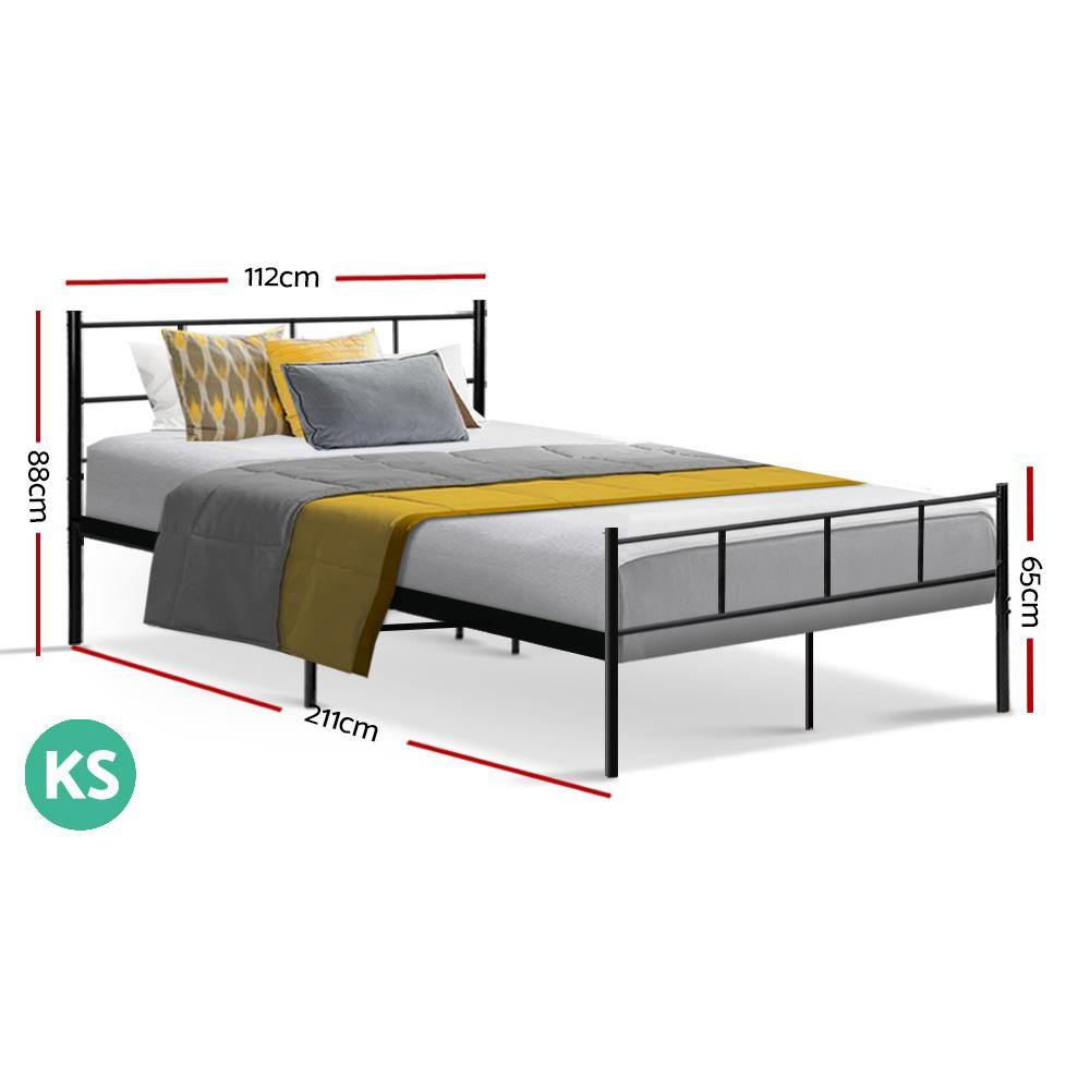 Metal Bed Frame King Single Solly Black - House Things Furniture > Bedroom