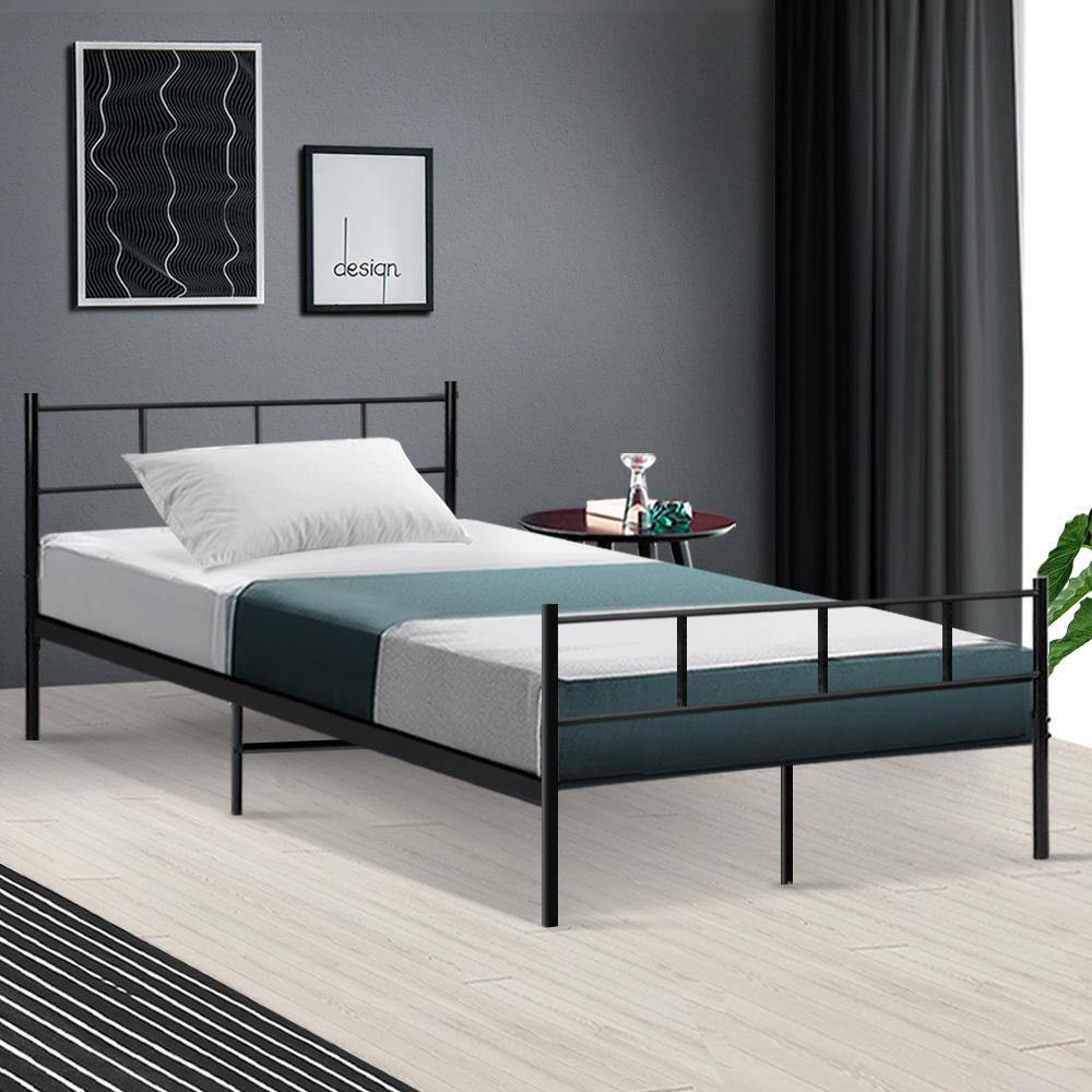 Metal Bed Frame King Single Solly Black - House Things Furniture > Bedroom