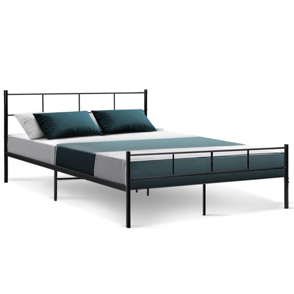 Metal Bed Frame Queen Size OLI Black - House Things Furniture > Bedroom