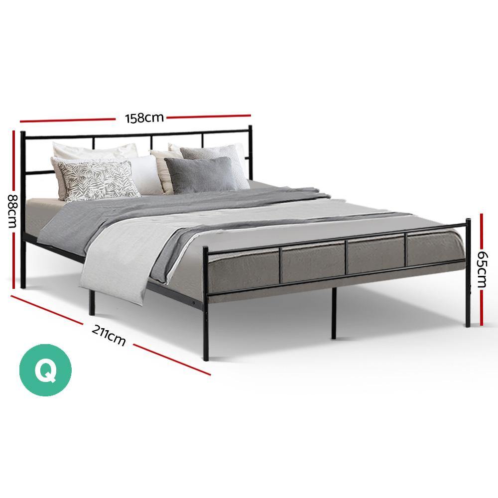 Metal Bed Frame Queen Size OLI Black - House Things Furniture > Bedroom