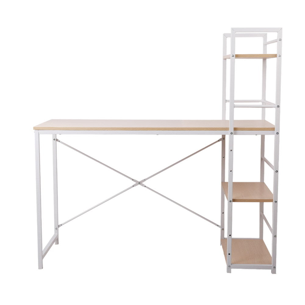 Metal Desk with Shelves - White with Oak Top - House Things Furniture > Office