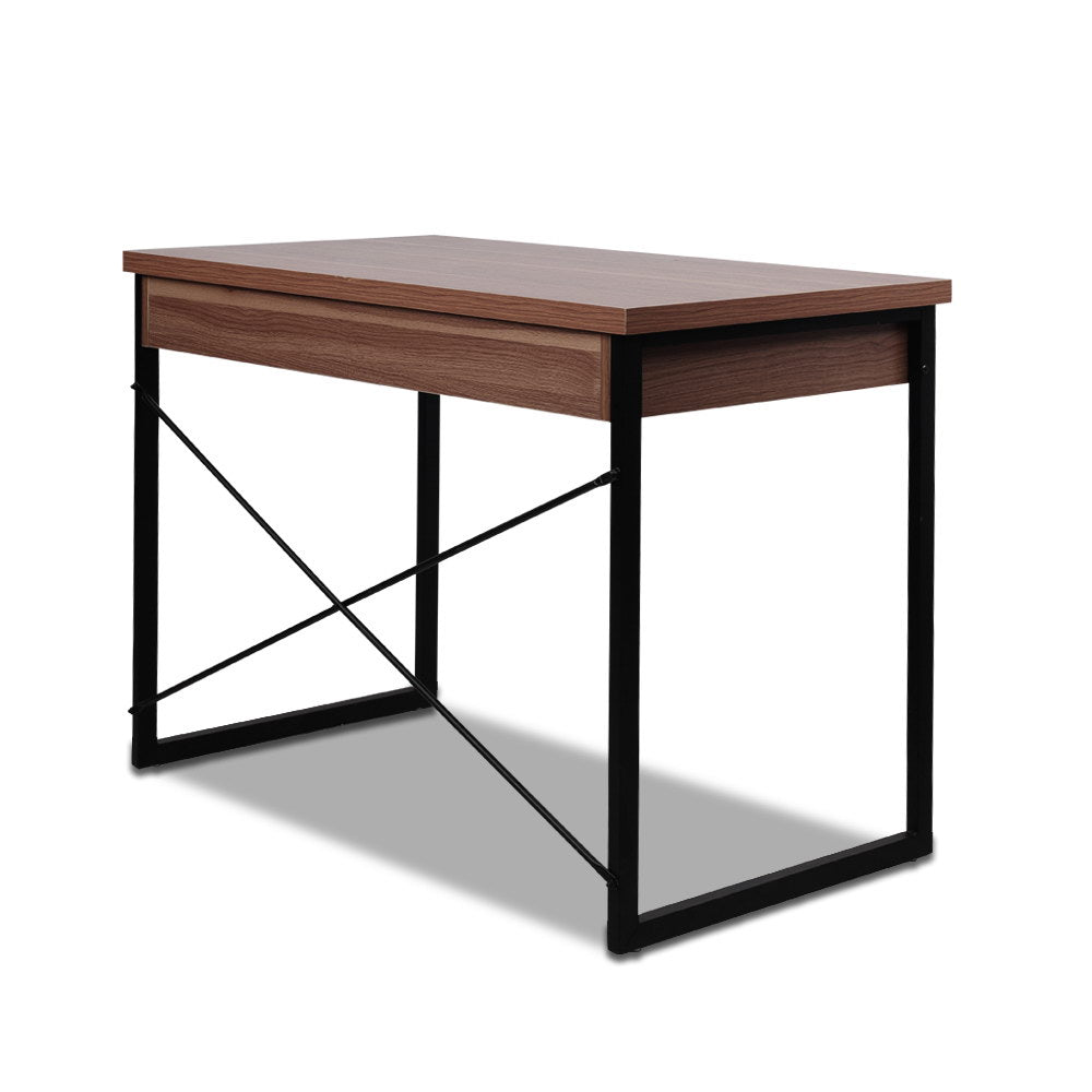 Metal Desk with Drawer - Walnut - House Things Furniture > Office