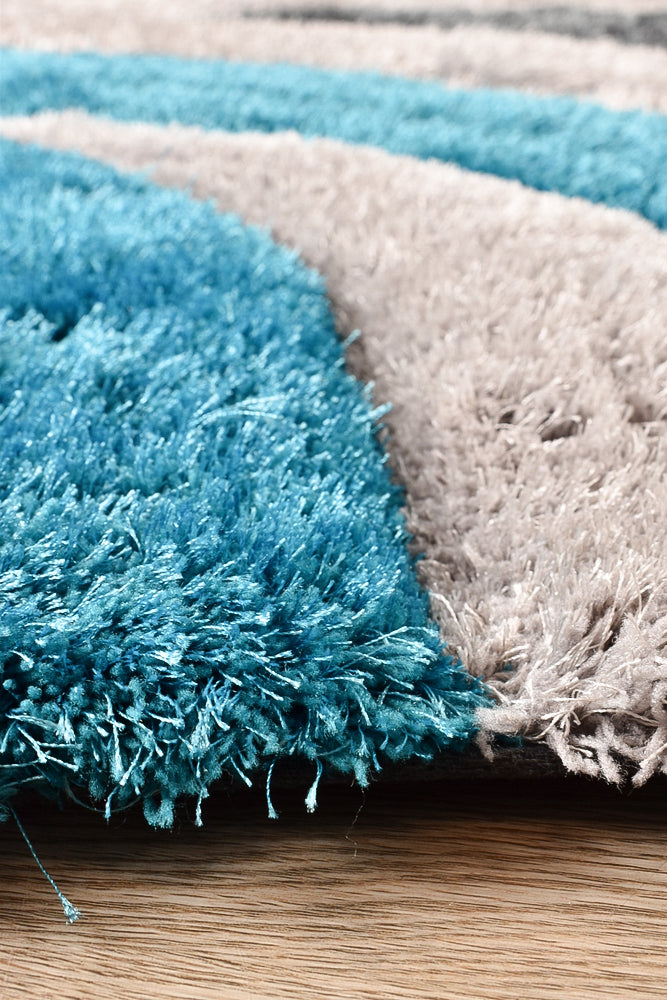 Southern Black Grey Turquoise Rug 883 - House Things SHAGGY