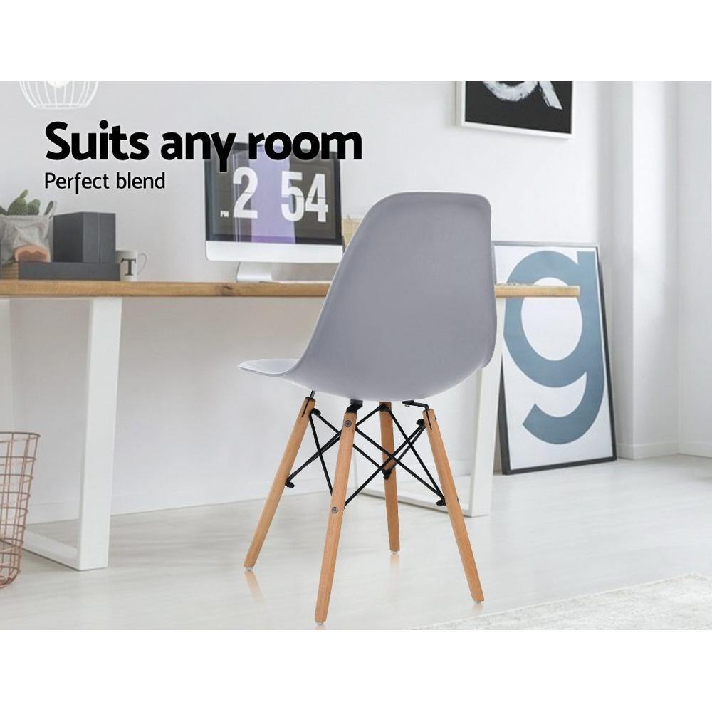 4 x SANDY Retro Dining Chairs Grey - Housethings 