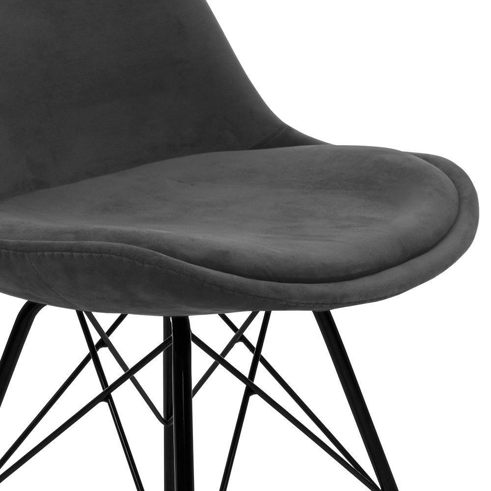 2 x Raphael Dining Chairs Padded Velvet Grey - Housethings 