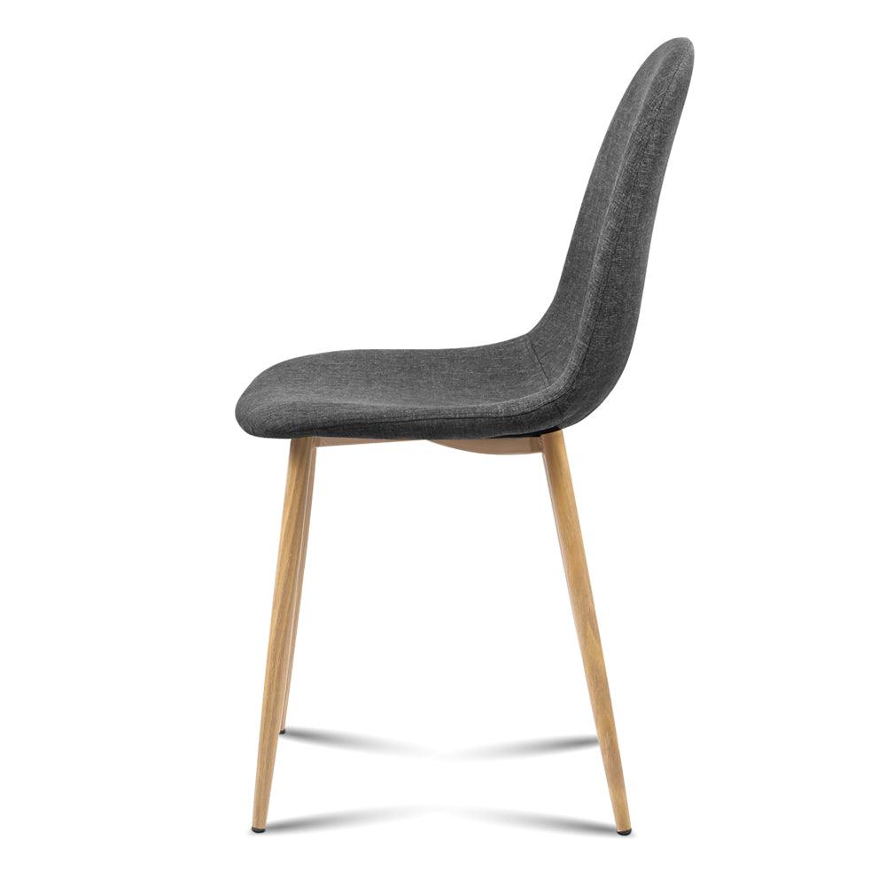 4x Danelo Fabric Dining Chairs - Dark Grey - House Things 