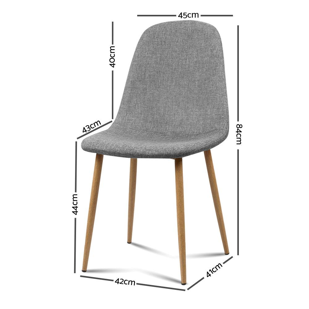 4x Danelo Fabric Dining Chairs - Light Grey - House Things Furniture > Dining