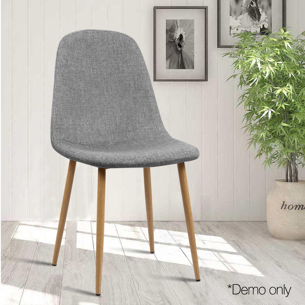 4x Danelo Fabric Dining Chairs - Light Grey - House Things Furniture > Dining