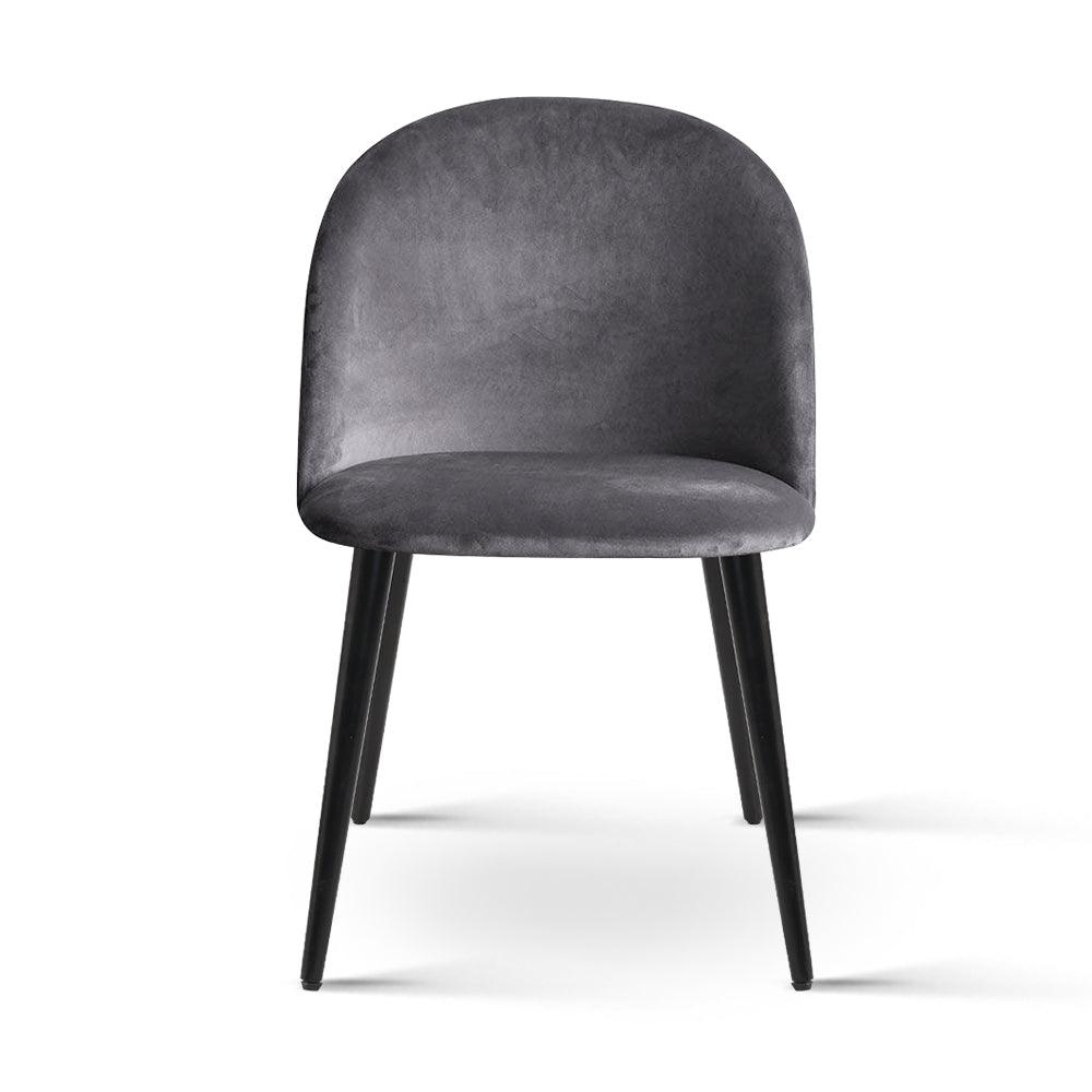 2 x Stanley Velvet Modern Dining Chair - Dark Grey - House Things Furniture > Dining