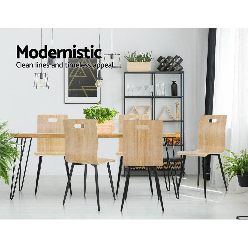 4x Dining Chairs Bentwood Seater Metal Legs Cafe Kitchen Chair Wooden - House Things 