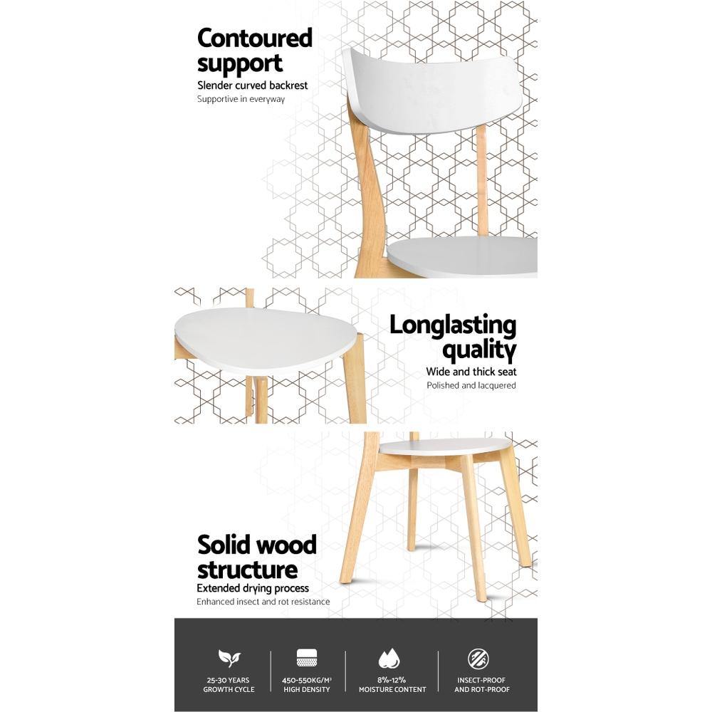 2 x Bellamy Dining Chairs White Wooden Seat - Housethings 