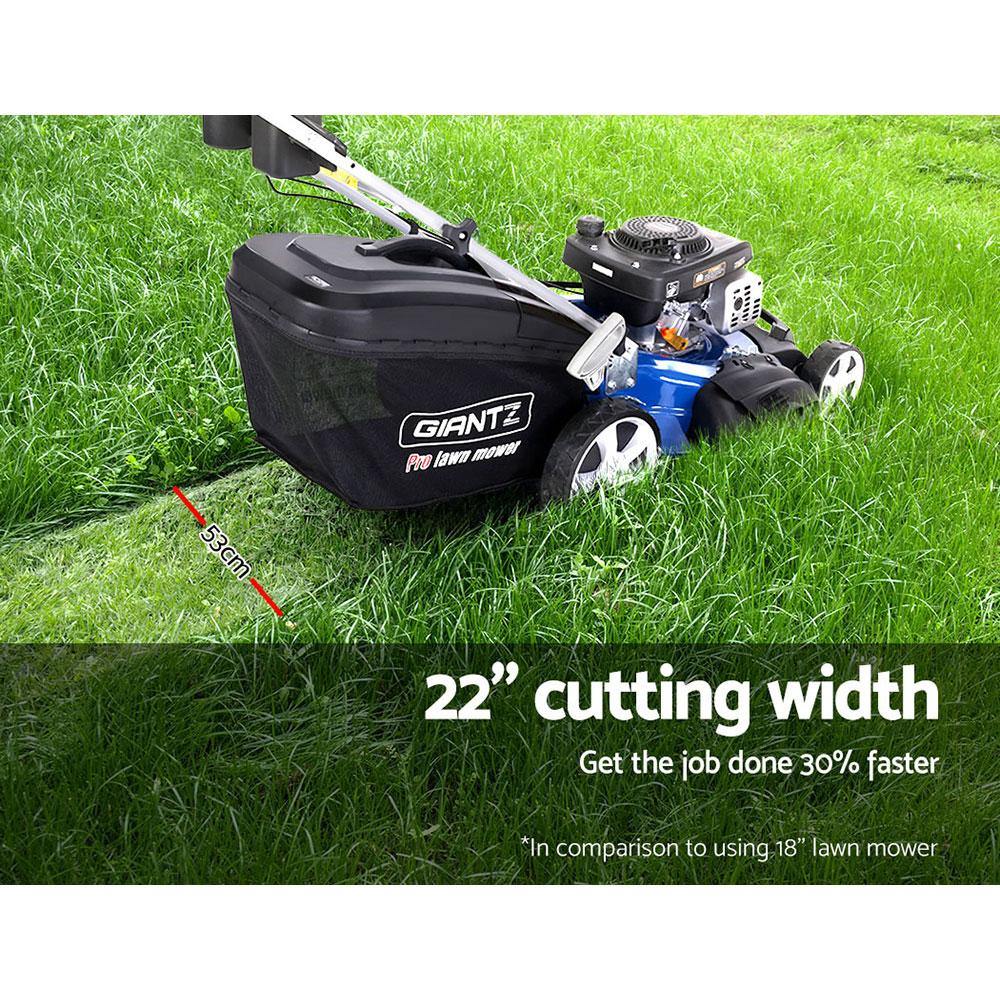 Lawn Mower Self Propelled 4 Stroke 22" 220cc Petrol Mower Grass Catch - Housethings 
