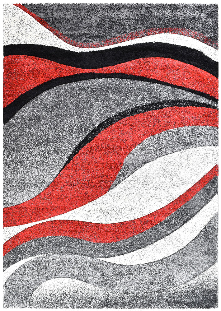 Delila Light Grey Red waves - House Things MODERN