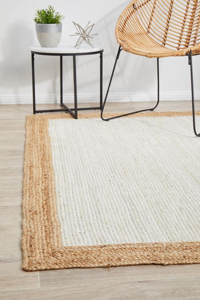 Buderum Framed White Natural Rug - House Things NOOSA COLLECTION