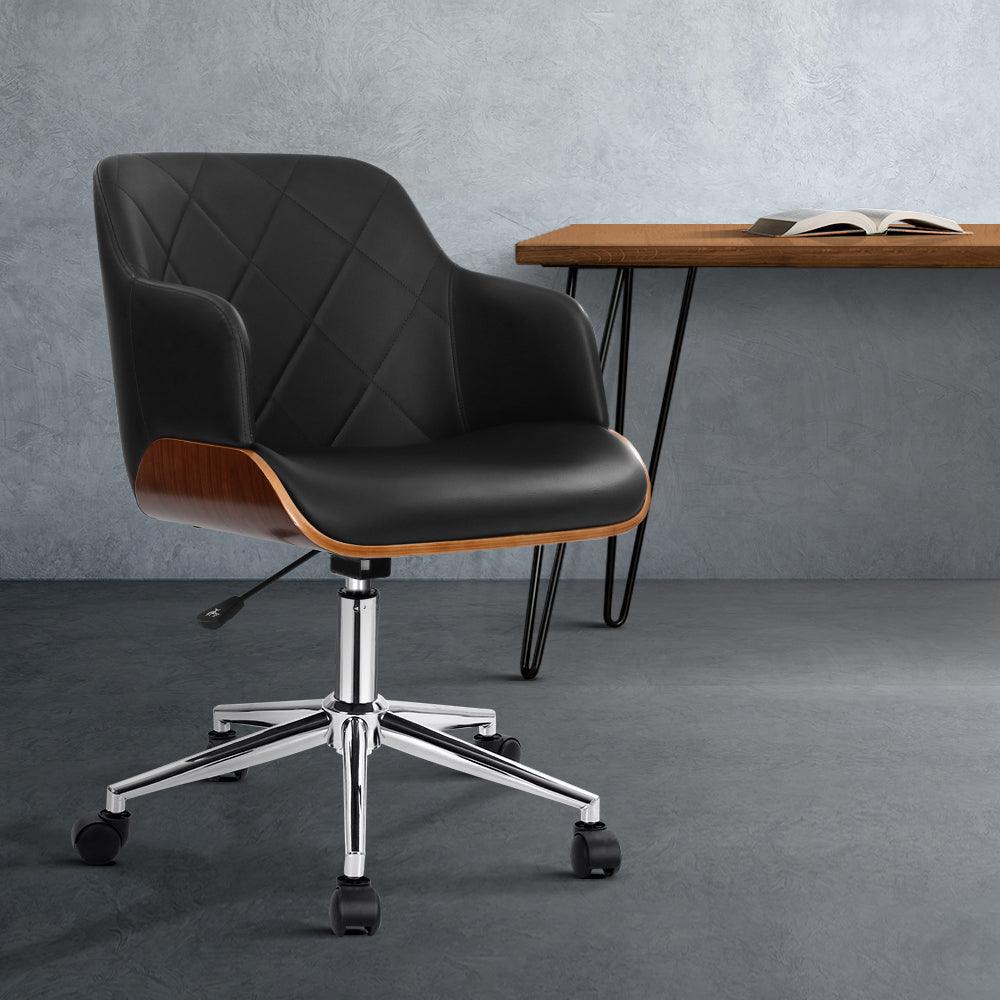 CBD Executive Office Chair PU Leather Black & Wood - House Things Furniture > Office