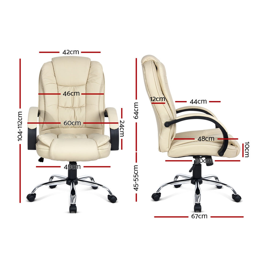 Office Chair PU Leather Seat Beige - House Things Furniture > Office