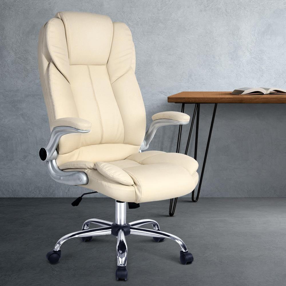 Executive Leather Office Chair - Beige - House Things Furniture > Office