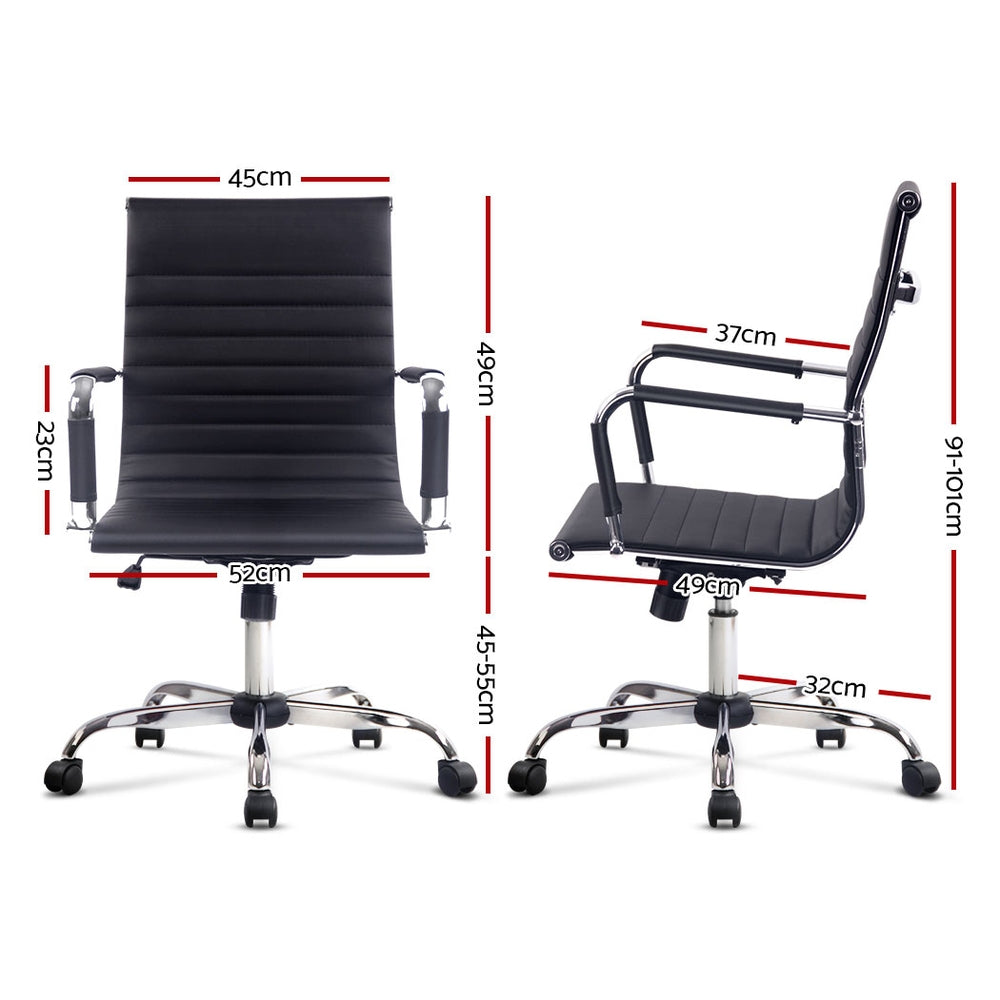 Eames Replica Office Chair Executive Mid Back Seating PU Leather Black - House Things Furniture > Office