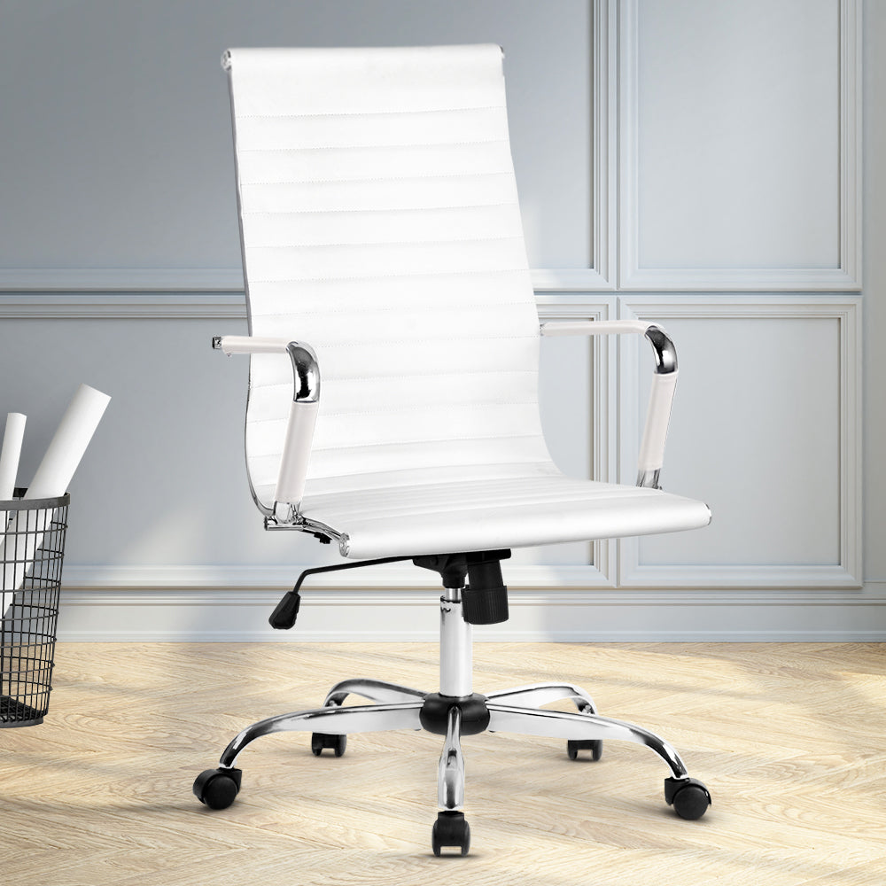 Eamon White Office Chair High Back - House Things Furniture > Office