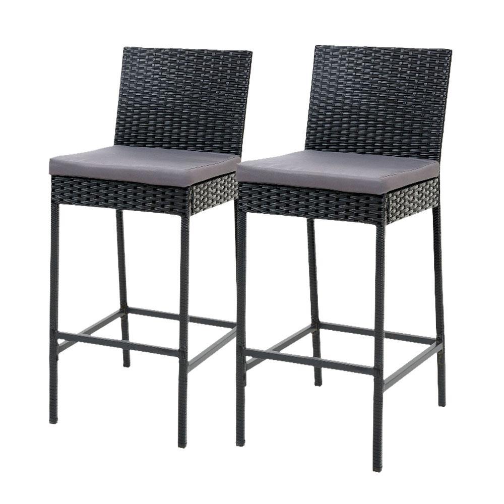 Outdoor Bar Stools Dining Chairs Rattan Furniture - Set of 2 - House Things Furniture > Outdoor