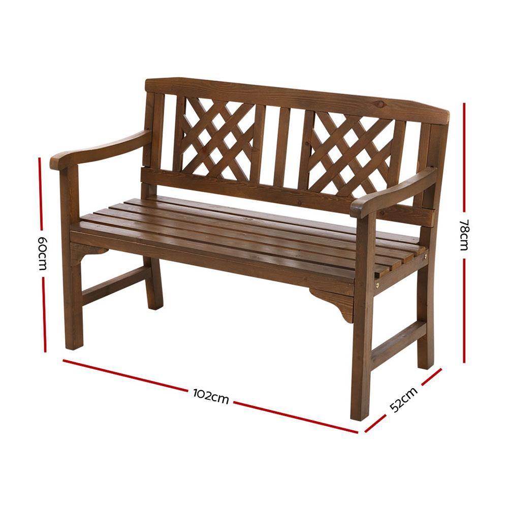 2 Seater Timber Garden Bench - Housethings 