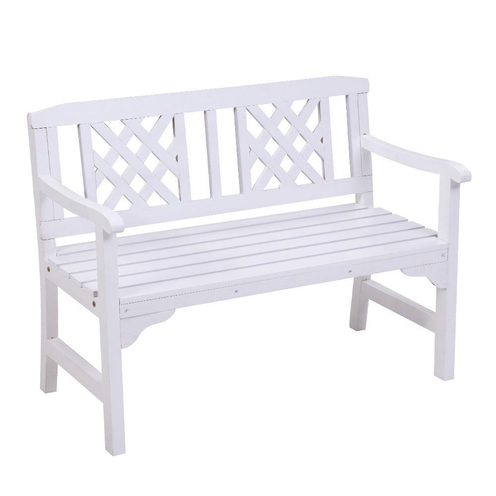 2 Seat Wooden Patio Garden Bench White - House Things Furniture > Outdoor