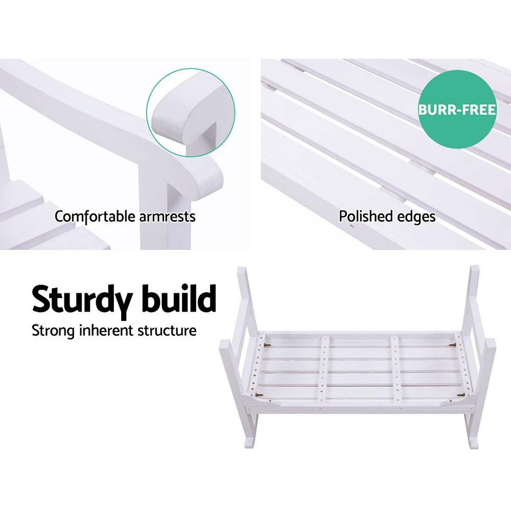 2 Seat Wooden Patio Garden Bench White - House Things Furniture > Outdoor