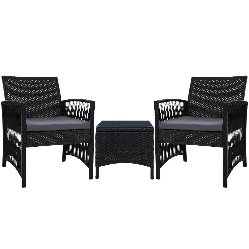 Wicker Dining Set Chairs & Table 3 Piece - House Things Furniture > Outdoor