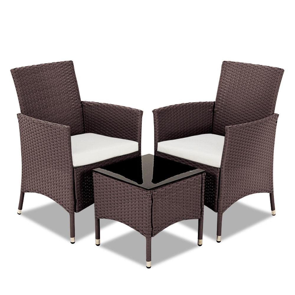 3 Piece wicker Furniture Set - Brown - House Things 