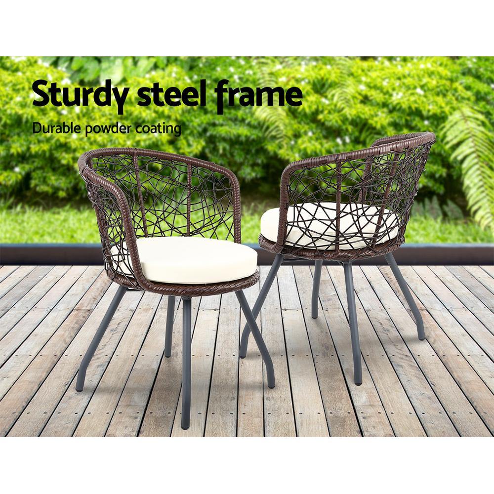 Outdoor Round Patio Chair and Table - Brown - House Things Furniture > Outdoor